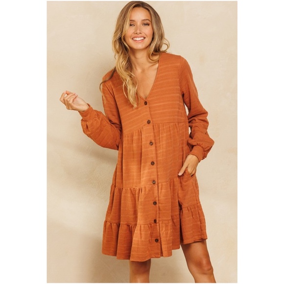 Dresses & Skirts - Boho Button up Ruffle Mini Dress